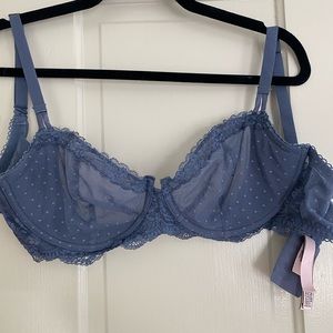 36DD worn once Wicked Unlined Lace Balconette Bra in discontinued Blue